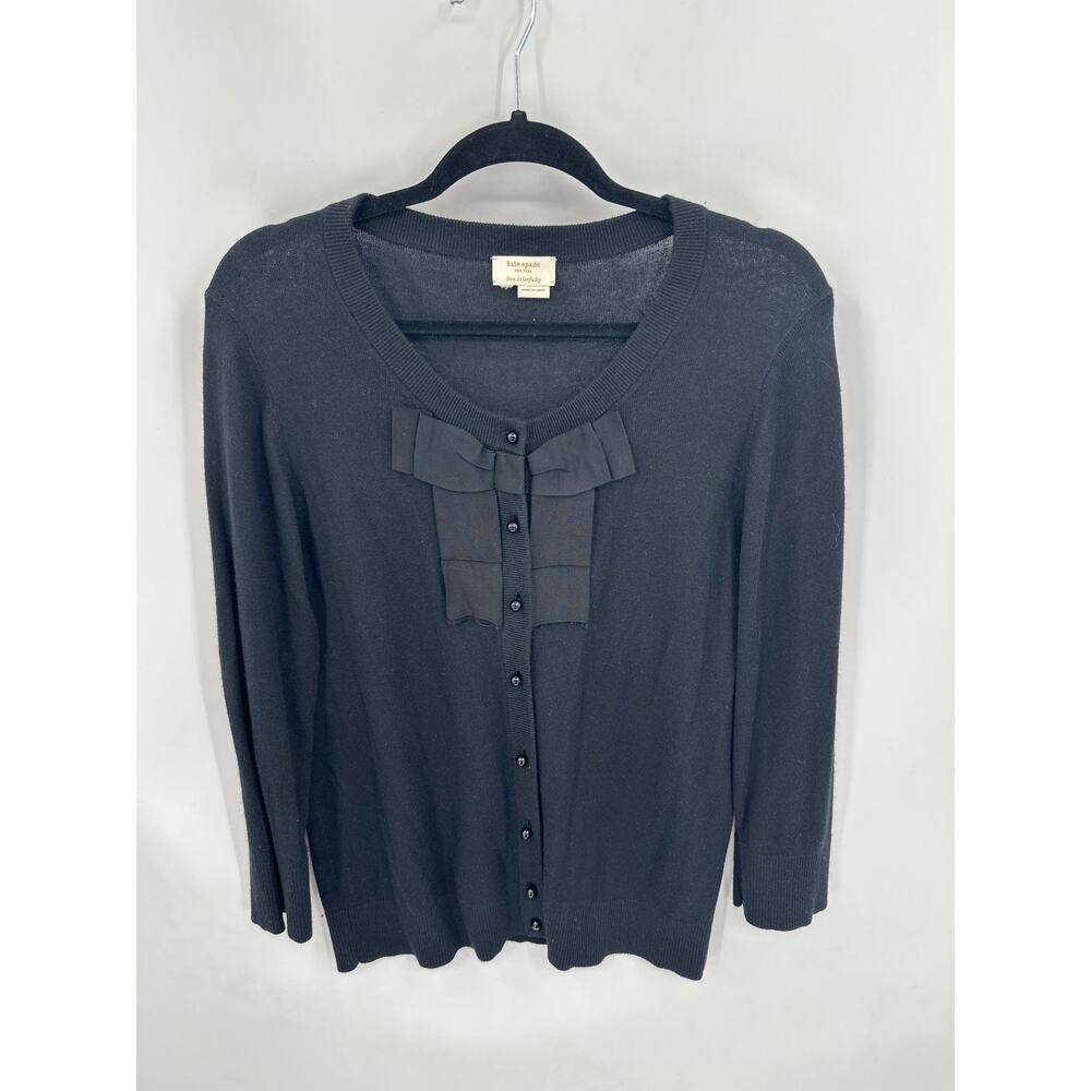 Kate Spade Black Cardigan with Bow Style Front Accents Size Medium
